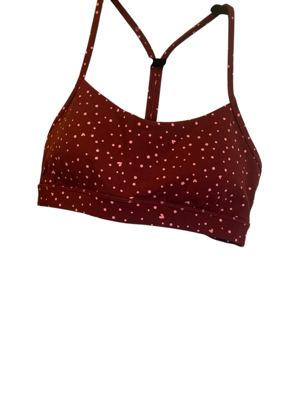 NWT Lululemon flow y nulu bra HEART SCATTER DOT RED Size 10